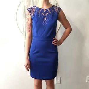 EMBROIDERED cutout mesh sheath dress